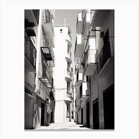 Malaga, Spain, Photography In Black And White 3 Canvas Print