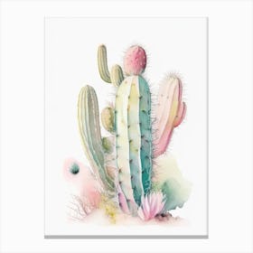 Saguaro Cactus Pastel Watercolour Canvas Print