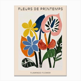 Spring Floral French Poster  Flamingo Flower 2 Canvas Print