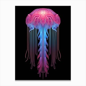 Mauve Stinger Jellyfish Neon Illustration 6 Canvas Print