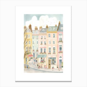 Pink Paris Shops Watercolour Canvas Print