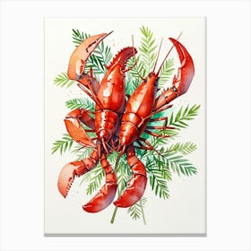 Lobsters On A White Background Canvas Print