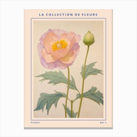 Peony 2 French Flower Botanical Poster Canvas Print