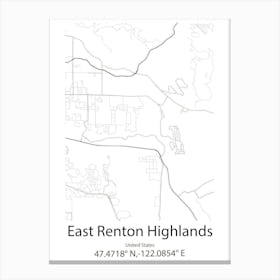 East Renton Highlands,United States Minimalist Map Canvas Print