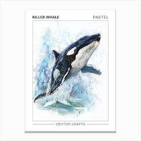 Killer Whale Pastel Watercolour 1 Poster Canvas Print