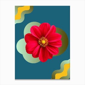 Red Flower On Blue Canvas Print