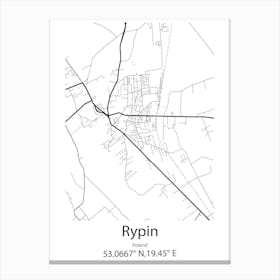 Rypin,Poland Minimalist Map Canvas Print