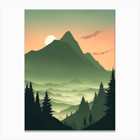 Misty Mountains Vertical Composition In Green Tone 151 Canvas Print