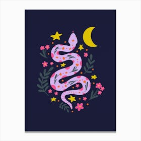 Lunar Snake Lavander With Dark Background Canvas Print