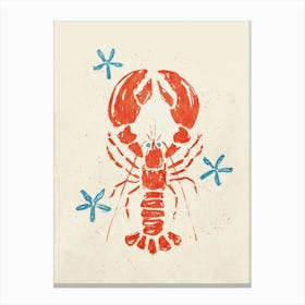 Lobster and stars in vintage style Canvas Print