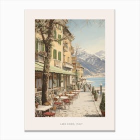 Vintage Winter Poster Lake Como Italy 1 Canvas Print