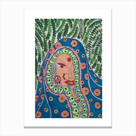 Traditional woman in madhubani art by DollyJ Leinwandbild