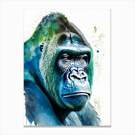 Gorilla With Confused Face Gorillas Mosaic Watercolour 2 Canvas Print