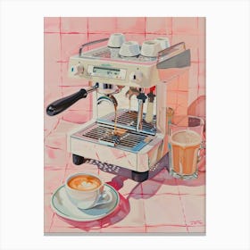 Pink Breakfast Food Coffee And Toastie 2 Canvas Print