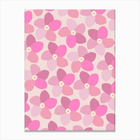 Retro Flowers Pink Canvas Print