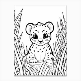 Line Art Jungle Animal Ocelot 4 Canvas Print