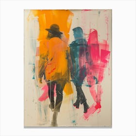 Two People Walking Canvas Print