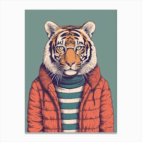 Tiger Illustrations Wearing A Winter Jumper 3 Canvas Print