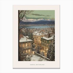 Vintage Winter Poster Geneva Switzerland 4 Canvas Print