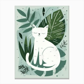 Cat With Leaves Canvas Print