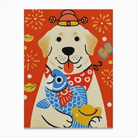 Chinese New Year Labrador: Spreading Happiness and Good Fortune Stampe su tela