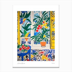 Miami Beach Florida Matisse Style 1 Watercolour Travel Poster Canvas Print