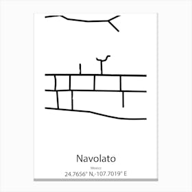 Navolato,Mexico Minimalist Map Leinwandbilder