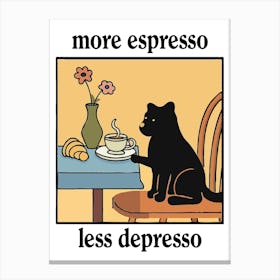 More Espresso Less Depresso Black Dog Print Retro Diner Poster Cartoon Dining Pasta Posters Italian Kitchen Canvas Print