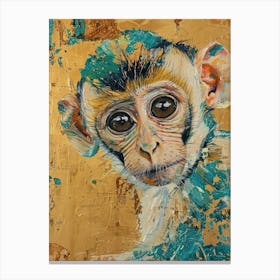 Baby Monkey Gold Effect Collage 2 Canvas Print