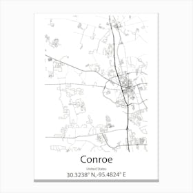 Conroe,United States Minimalist Map 1 Canvas Print