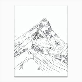 Mount Everest Nepal Tibet Line Drawing 3 Canvas Print