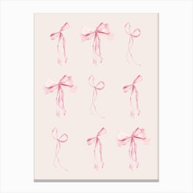 Pink Coquette Rows Of Bows - Neutral Canvas Print