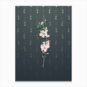 Vintage Peach Flower Botanical on Slate Gray Pattern n.0211 Canvas Print
