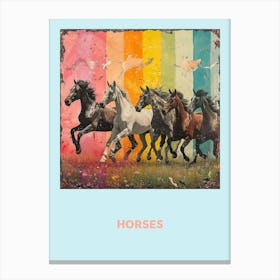 Horses Galloping Rainbow Poster 2 Canvas Print