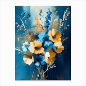 Bouquet Of Flowers In Blue And Yellow Tones Canvas Print