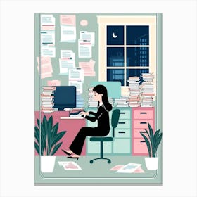 Businesswoman Working At Home Canvas Print