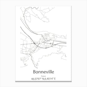 Bonneville,France Minimalist Map Canvas Print