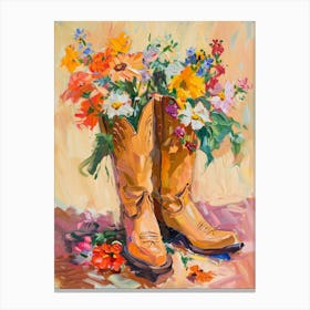 Cowboy Boots And Wildflowers 2 Canvas Print