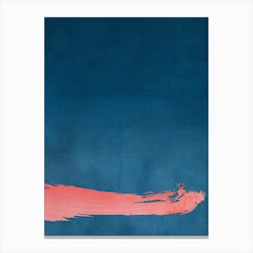 Minimal Landscape Pink And Navy Blue 03 Canvas Print