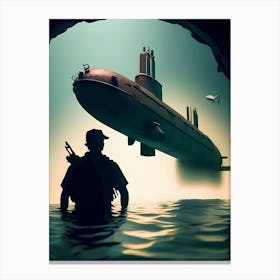 Submarine In The Cave-Reimagined Canvas Print