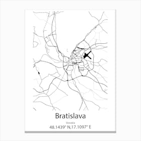 Bratislava,Slovakia Minimalist Map Canvas Print