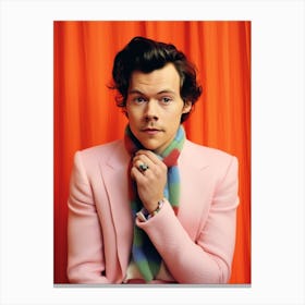Harry Styles Portrait Red And Pink 2 Canvas Print