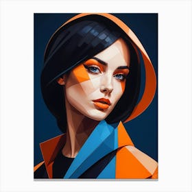 Geometric Fashion Woman Portrait Pop Art Orange (8) Canvas Print