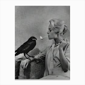 Crow Lights Woman S Cigarette Canvas Print