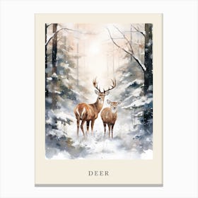 Winter Watercolour Deer 1 Poster Canvas Print