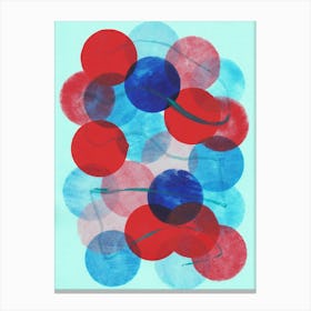 Connections Mint Green Blue Red Abstract dot dots circles kusama inspired vertical office hotel living room mid century Canvas Print