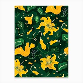 Yellow Lily Seamless Pattern Canvas Print