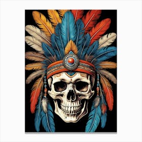 Skull Indian Headdress (1) Canvas Print