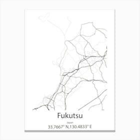 Fukutsu,Japan Minimalist Map Canvas Print