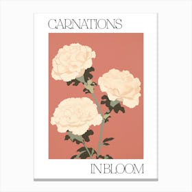 Carnations In Bloom Flowers Bold Illustration 4 Canvas Print